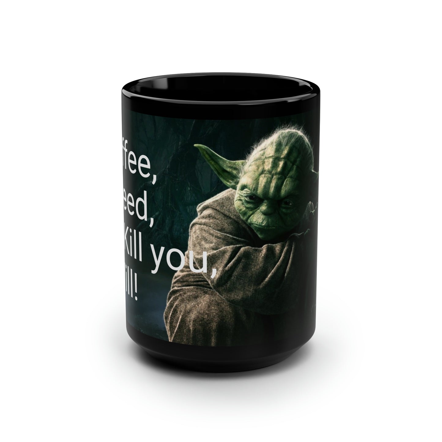 Black Mug, 15oz Yoda Coffee