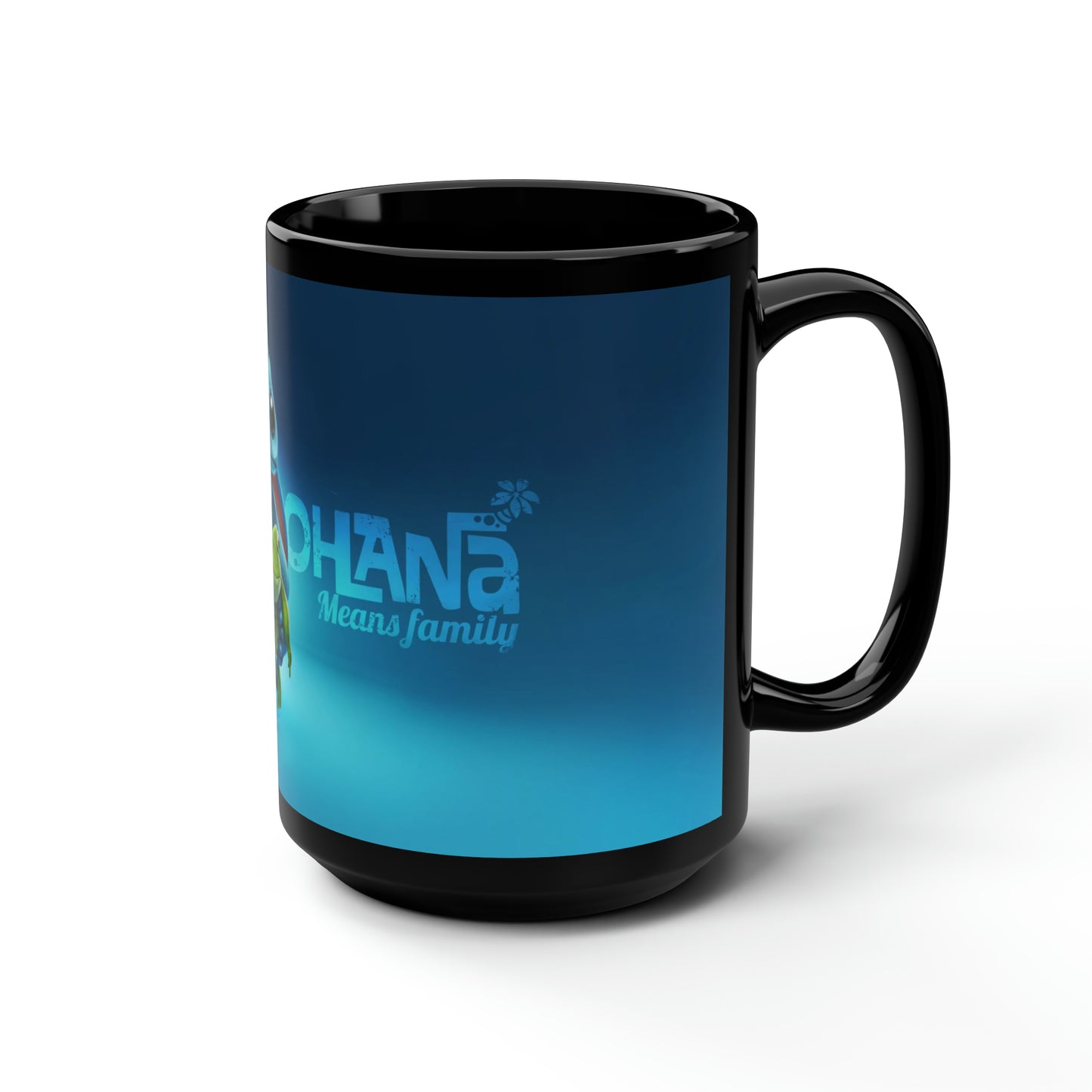 Black Mug, 15oz, Stich, Ohana