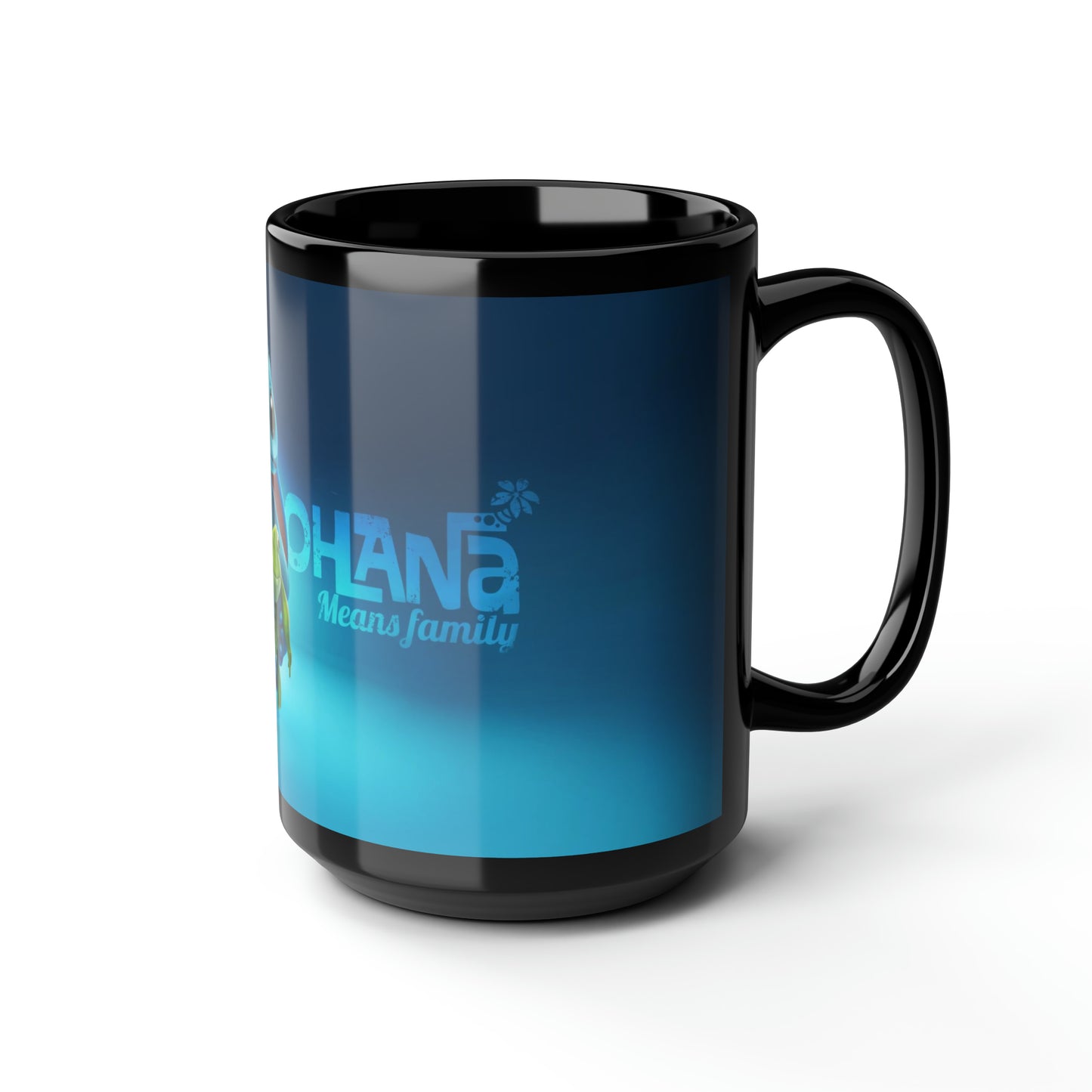 Black Mug, 15oz, Stich, Ohana