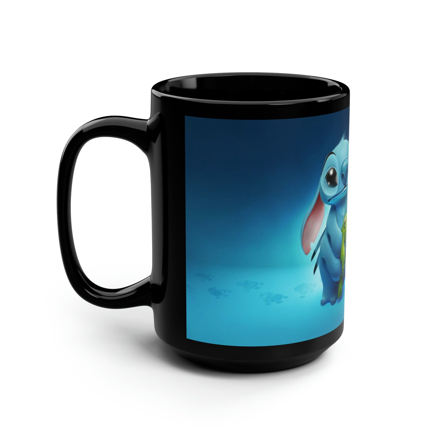 Black Mug, 15oz, Stich, Ohana